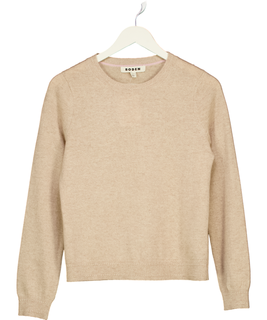 Boden Beige Eva 100% Cashmere Crew Neck Sweater UK S