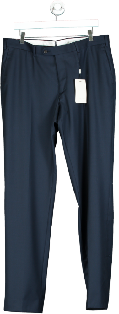 SuitSupply Blue Navy Slim Leg Straight Suit Trousers UK XL W38
