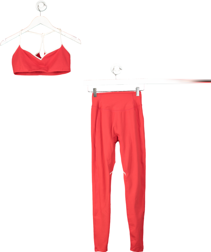 Bo + Tee Soft Active Zip-up Jacket With Sports Bra And Leggings In Hot Red UK S