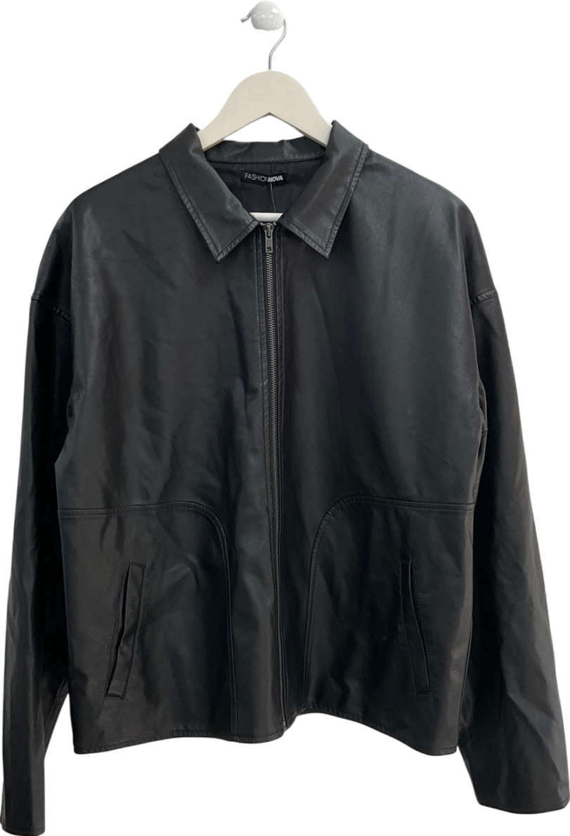 Fashion Nova Black Faux Leather Jacket UK M