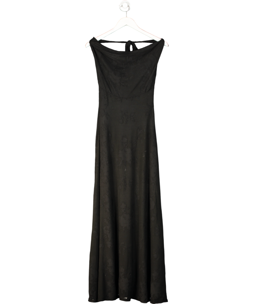 ASOS Black Floral Print Lace Halter Neck Maxi Dress UK 8