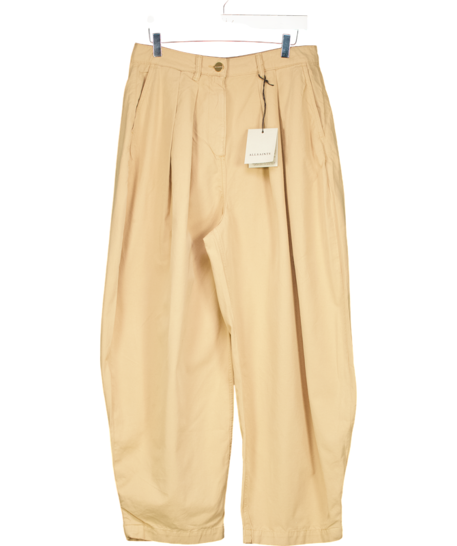All Saints Beige Becca Voluminous Trousers UK 12