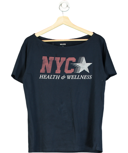 Hollister Blue Oversized Off-the-shoulder Nyc Graphic Tee UK XS