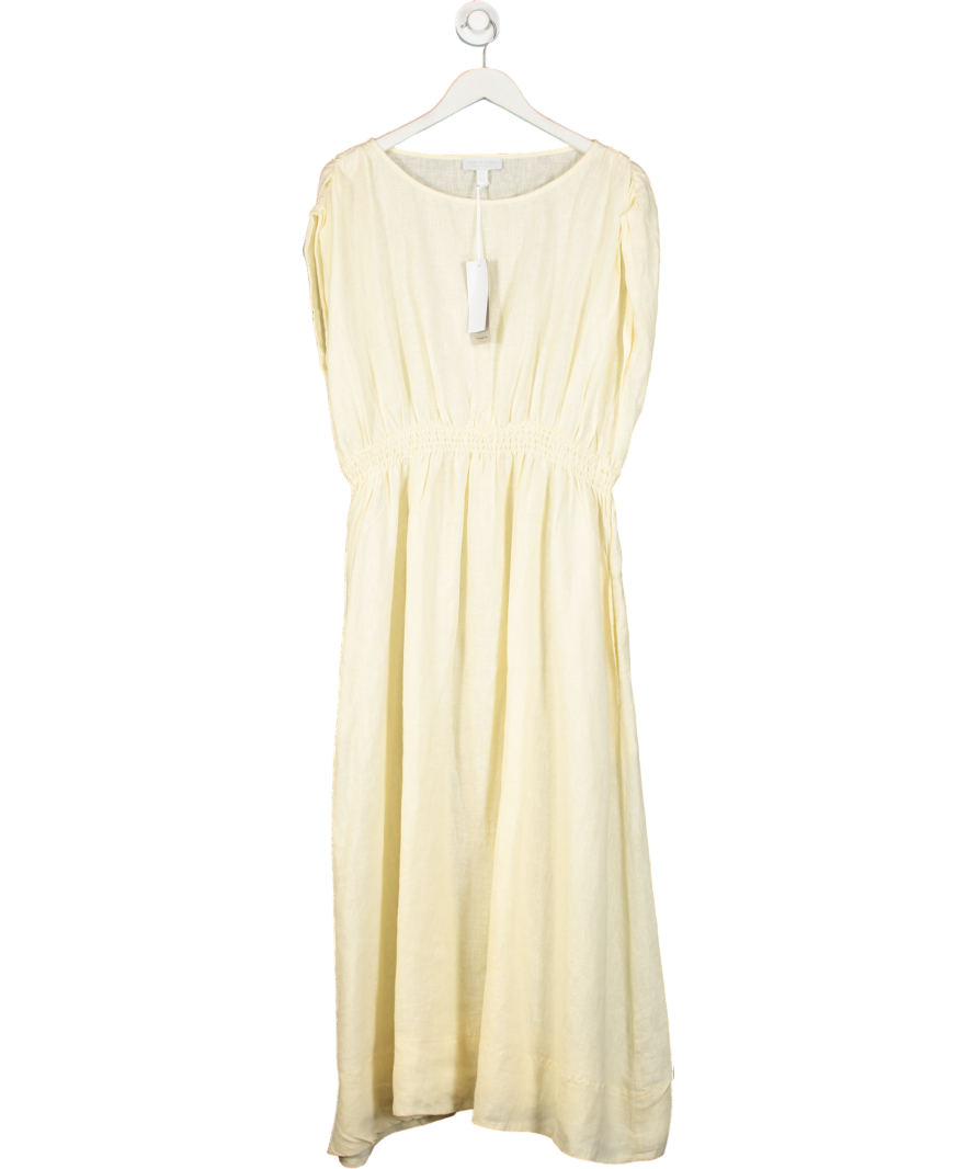 The White Company Yellow Linen Elasticated Waist Midi Dress UK M