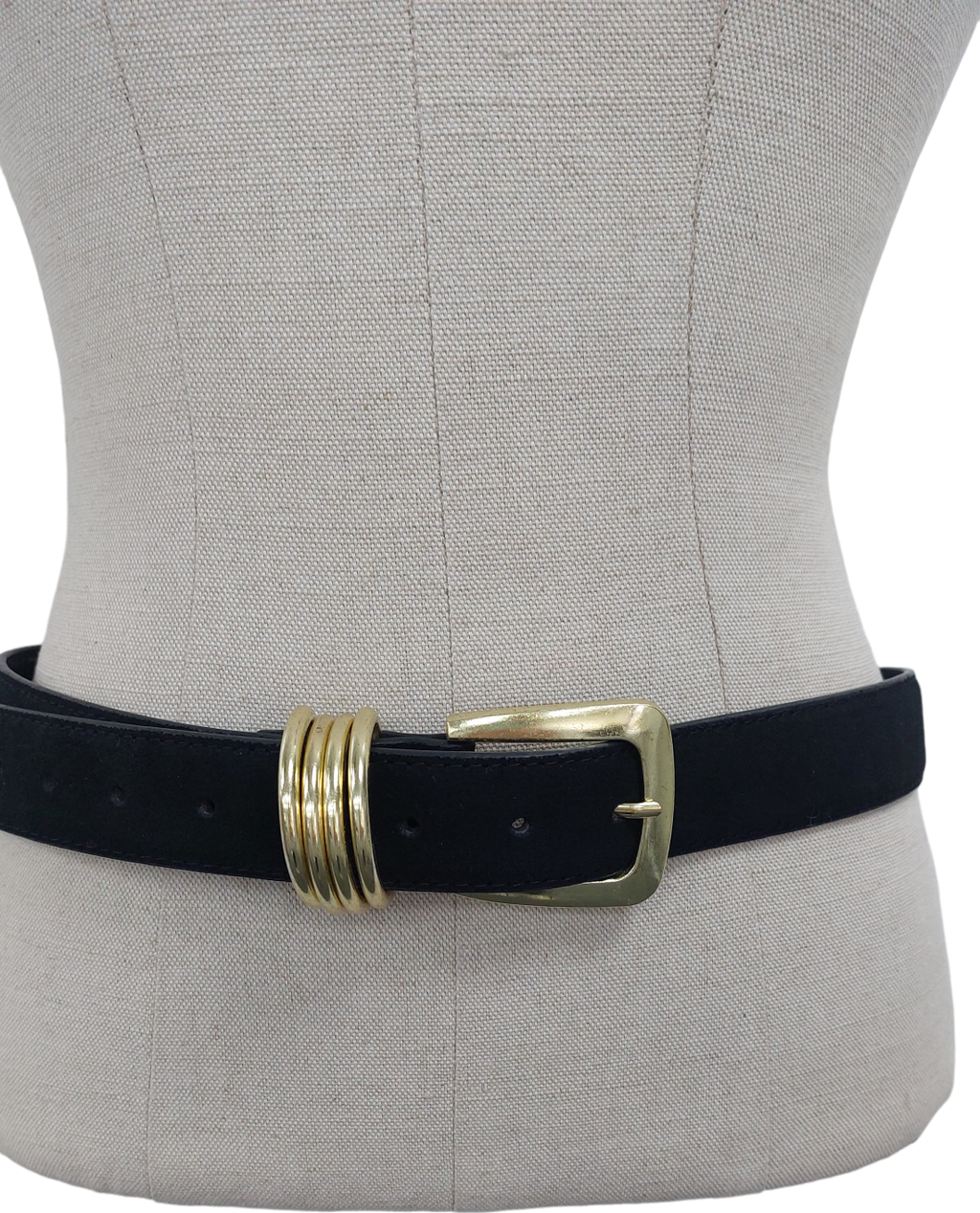 River Island Black Leather Buckle Belt UK S