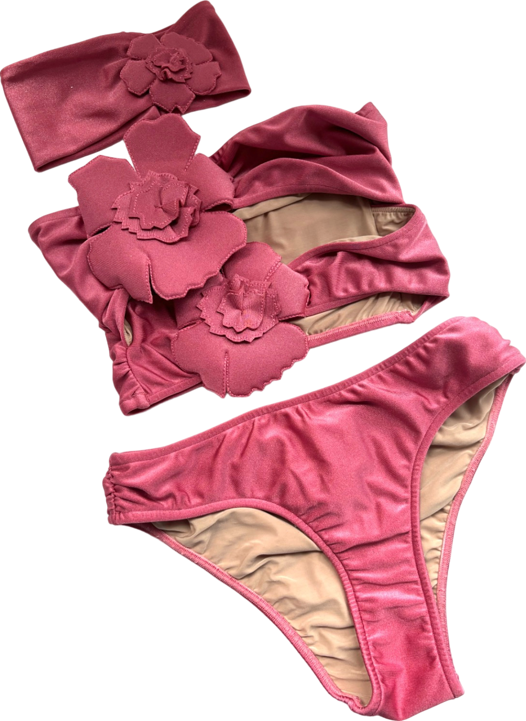 ADRIANA DEGREAS Solid Flower Power Cut-Out Choker Bikini Set UK S