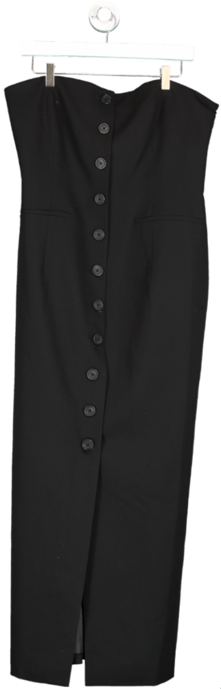 Align Black Button-down Strapless Midi Dress UK 18