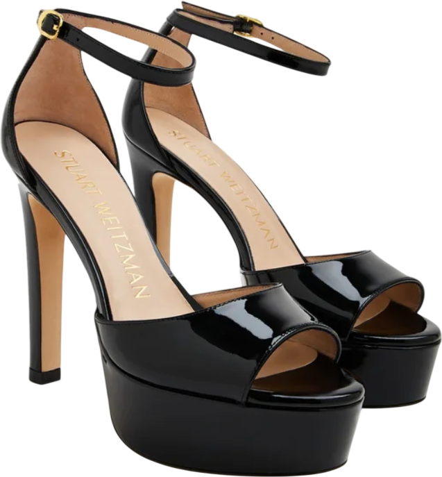 STUART WEITZMAN Black Patent Leather Platform Heel Sandals UK 3 EU 36