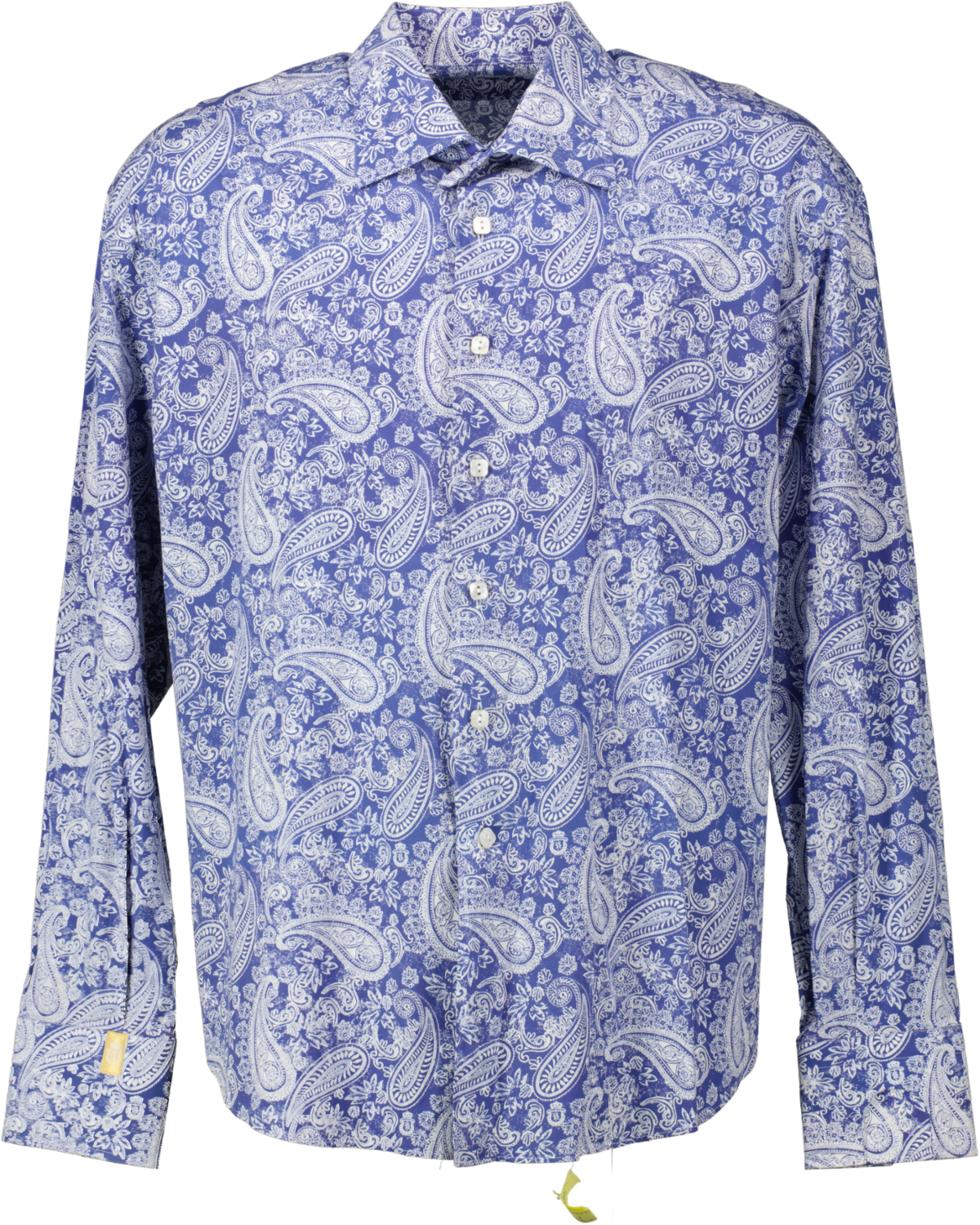 Billionaire White / Blue Paisley Print Gold Cut Long Sleeve Shirt UK 5XL