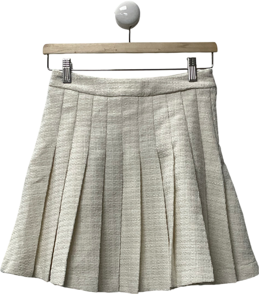 SHEIN White Romantic Women’s Sweetheart Apricot Pleated Tweed Skirt UK S