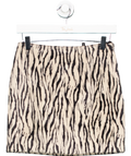 Rotate Printed Faux Fur Skirt Black Print UK 6