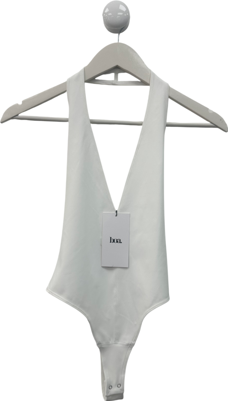 BOA White V Neck Plunge Bodysuit UK S