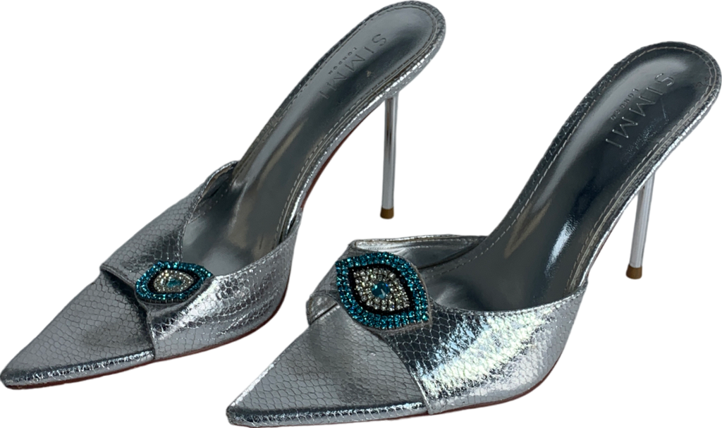 SIMMI Grey Silver Diamante Heels UK 5 EU 38 👠