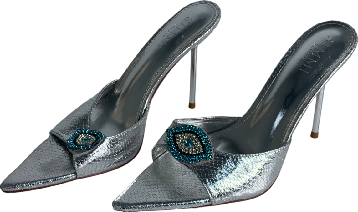 SIMMI Grey Silver Diamante Heels UK 5 EU 38 👠