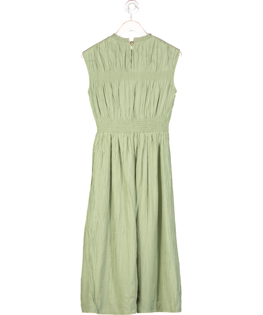 H&M Green Shirred Midi Dress UK XS