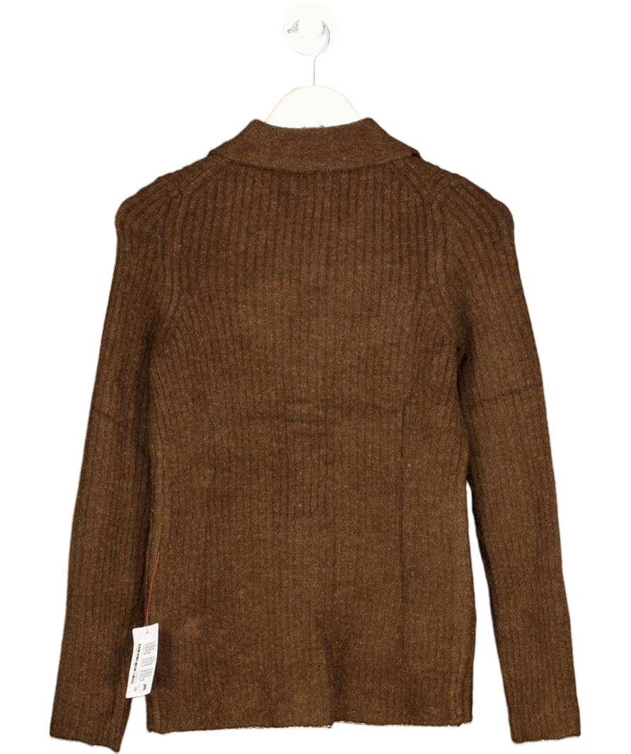 ASOS Brown Knitted Longline Fitted Shirt In Chocolate UK XS