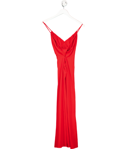 MANGO Red Ruched Midi Dress UK 10