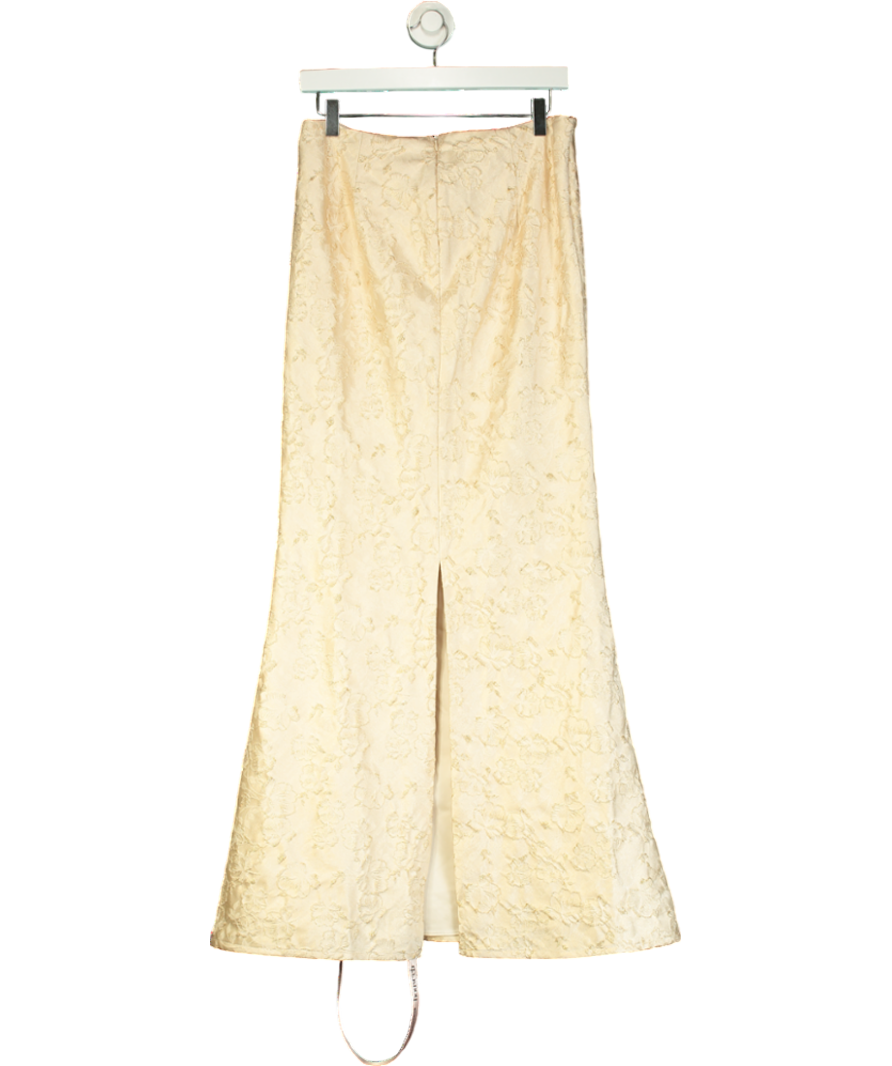 House of CB Ivory Metallic Jacquard Maxi Skirt UK 10