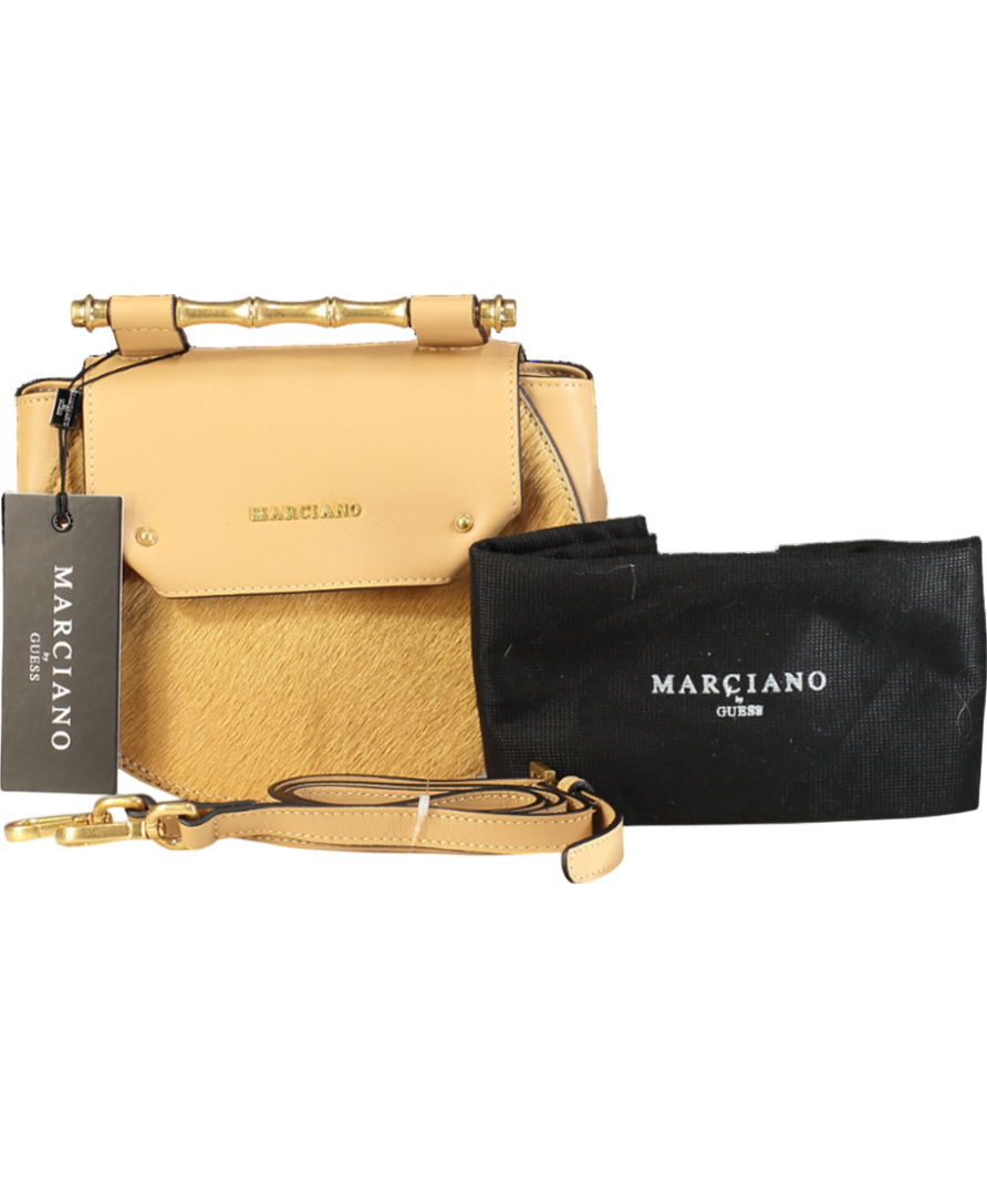 Marciano By Guess Beige Fur Detail Leather Shoulder Bag One Size