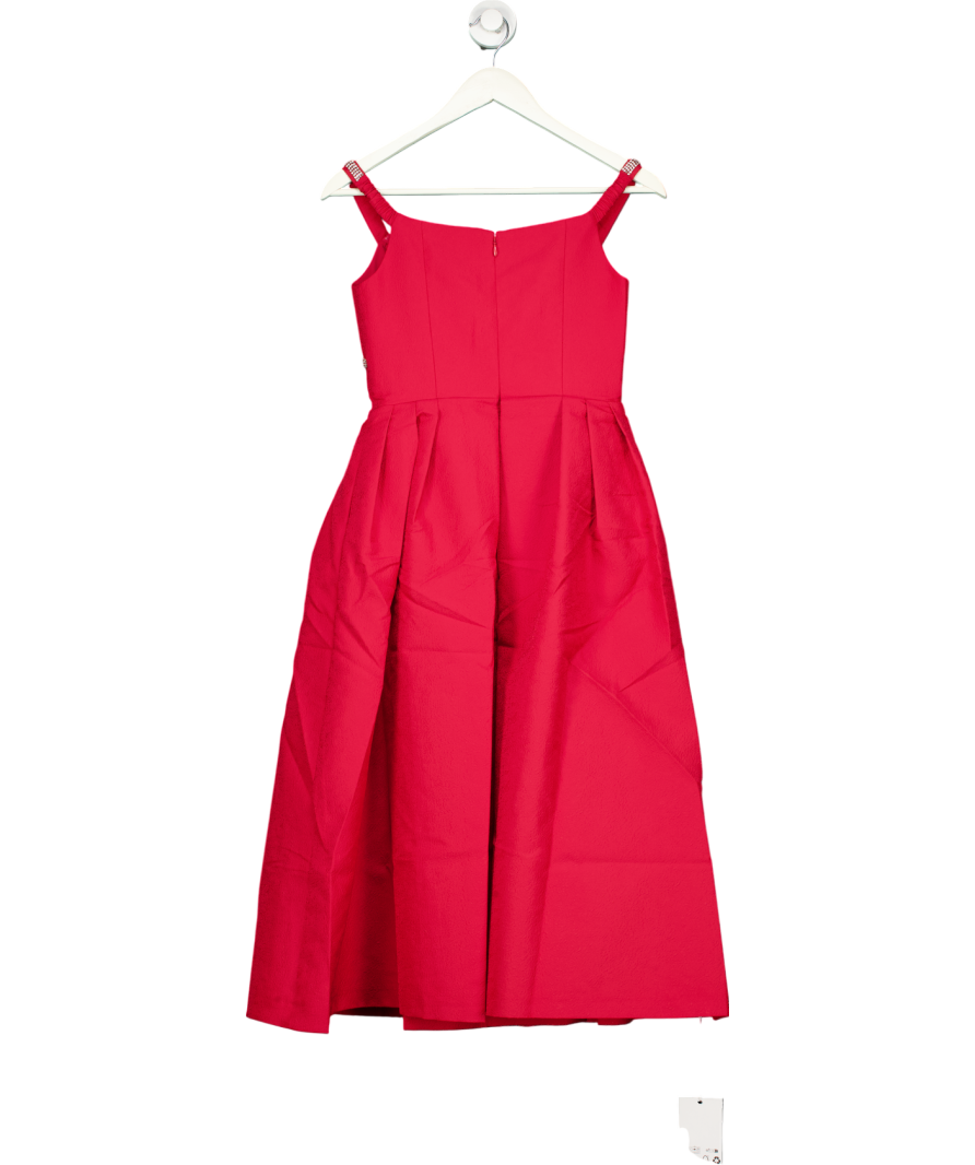 Self-Portrait Bow-embellished Midi Dress In Red UK 8