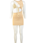 Sadh Beige Cut Out Bikini Mini Dress UK S