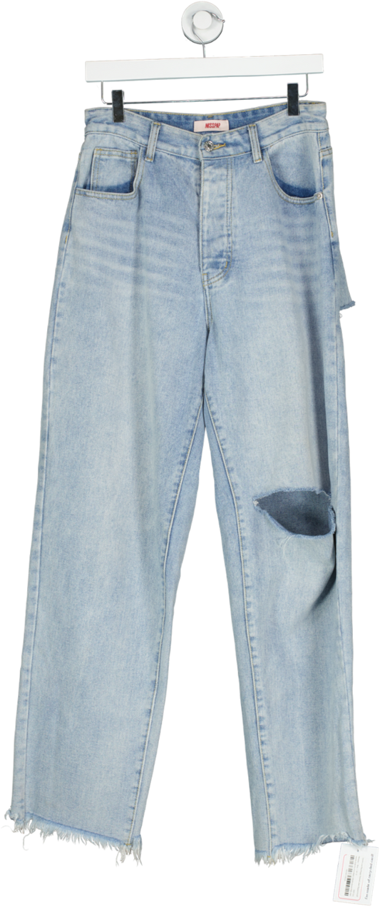 Misspap Blue Denim Low Rise Baggy Relaxed Jean Ripped Knee UK 10