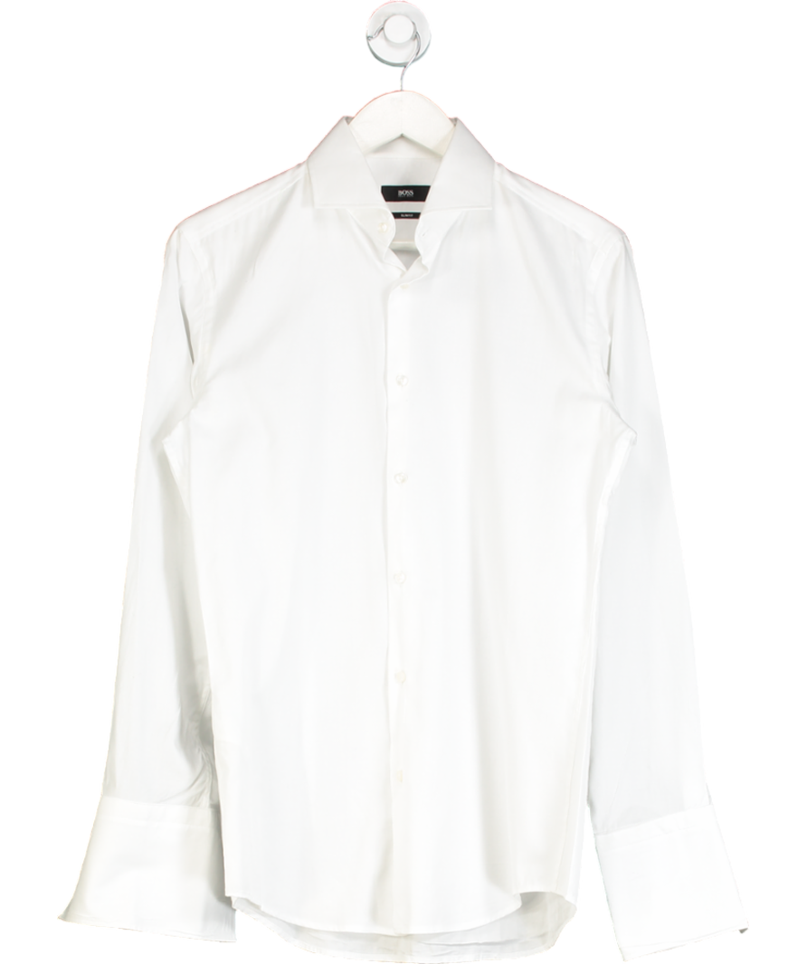 BOSS White Slim Fit Cotton Shirt UK S