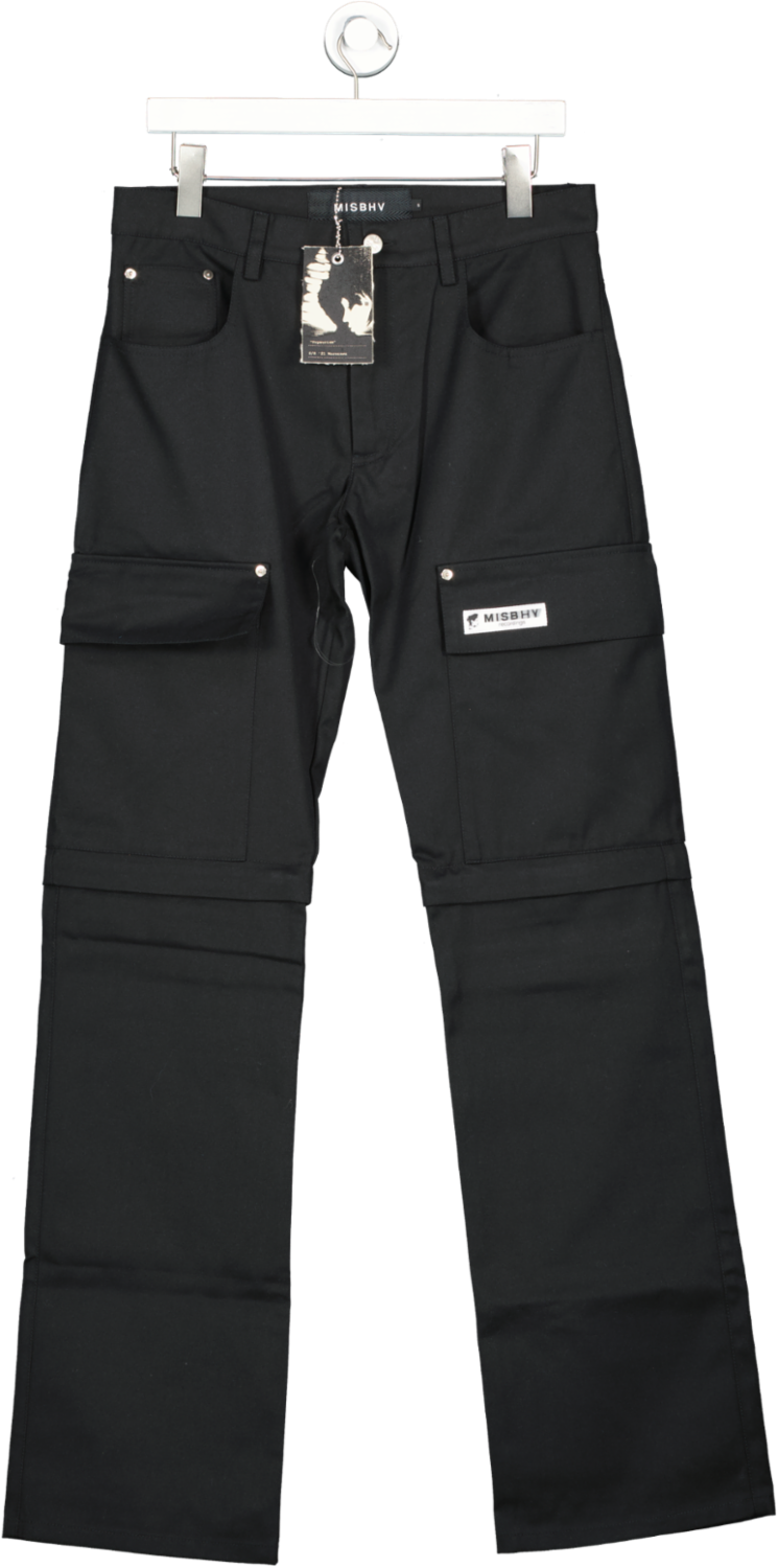 MISBHV Black Organic Cotton-recycled Polyester Blend 2-in-1 Cargo Trousers BNWT UK M
