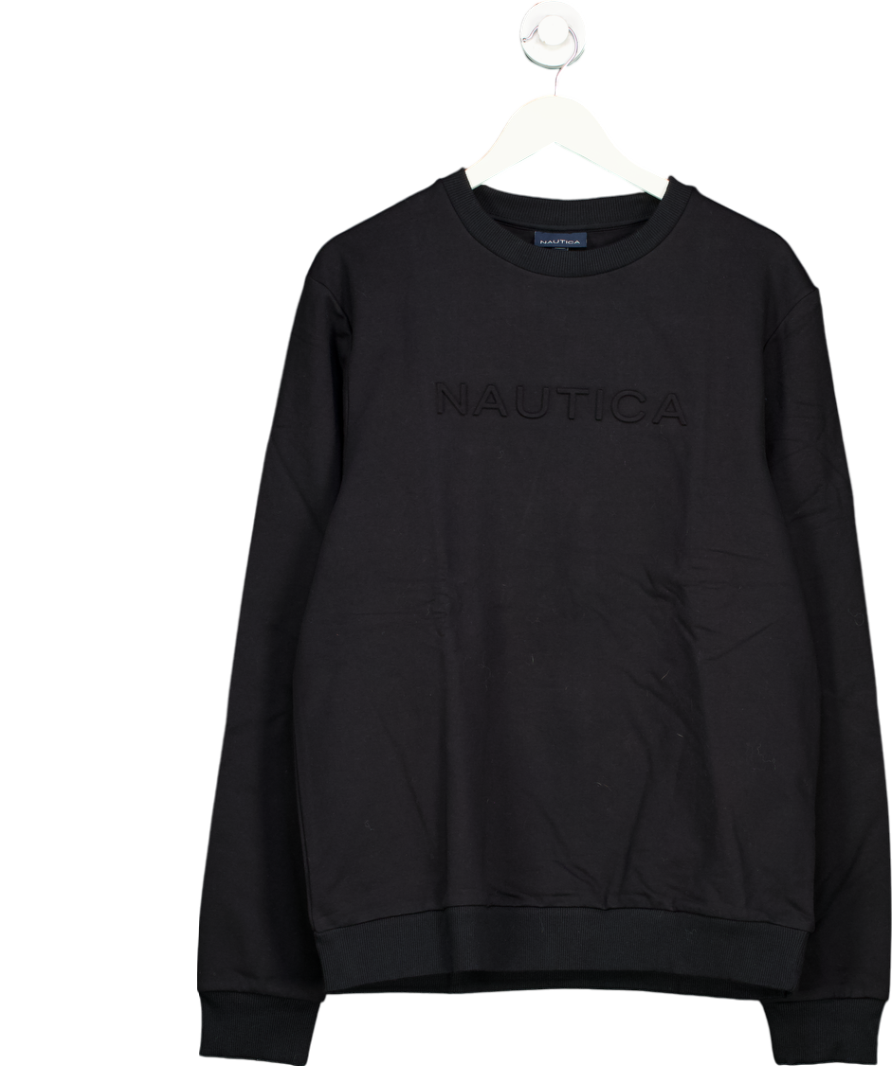 Nautica Black 3d Logo Crew Neck Ion Sweater UK L