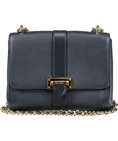 Aspinal Of London Navy Blue Pebbled Leather medium Lottie Bag