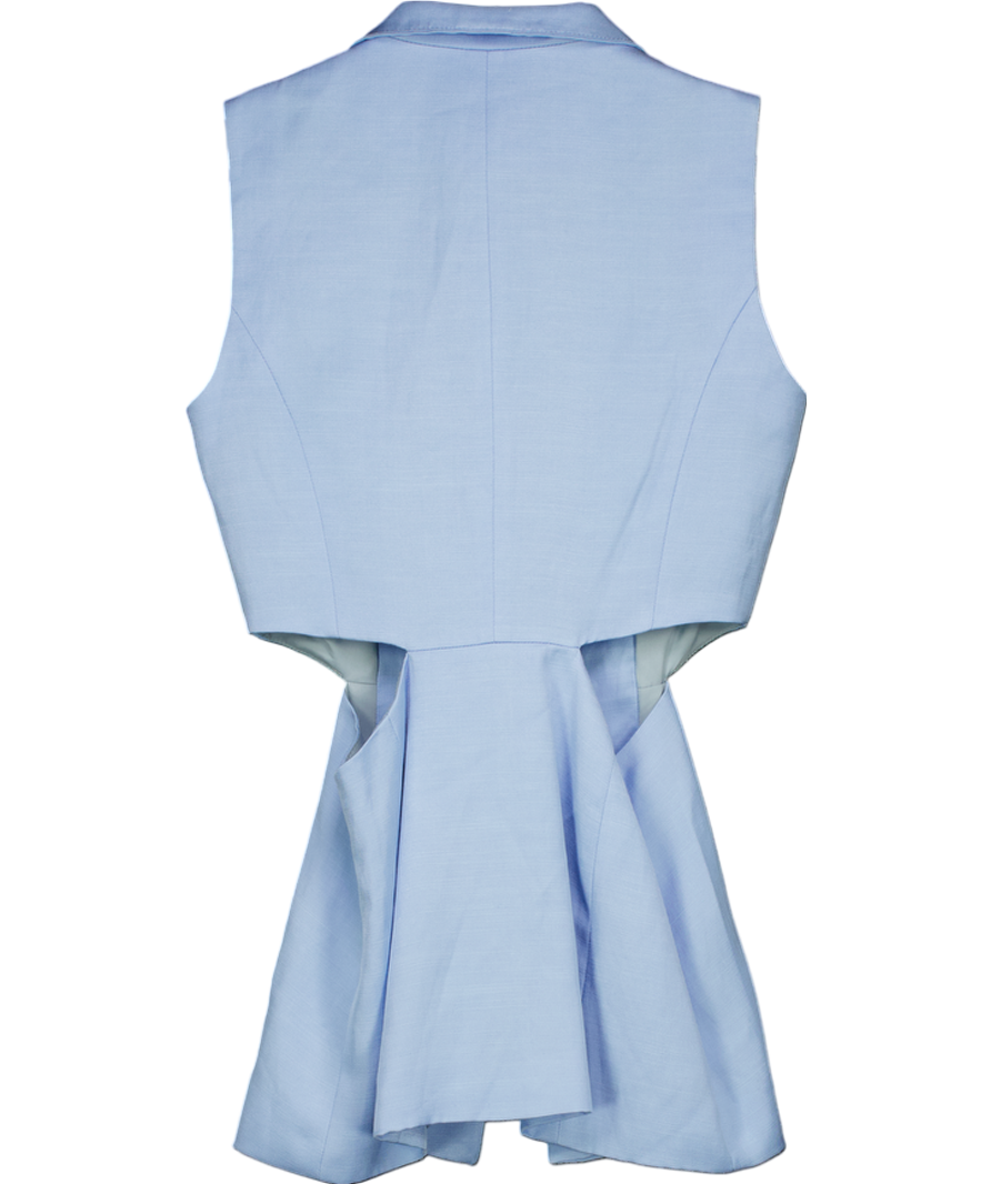Karen Millen Blue Premium Polished Linen Cut Out Waistcoat UK 6