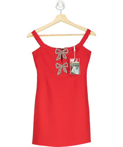 Self-Portrait Red Crepe Bow Mini Dress UK 6