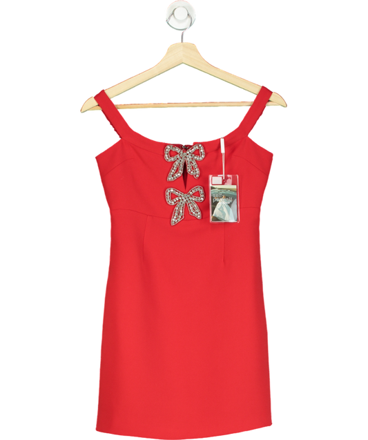 Self-Portrait Red Crepe Bow Mini Dress UK 6