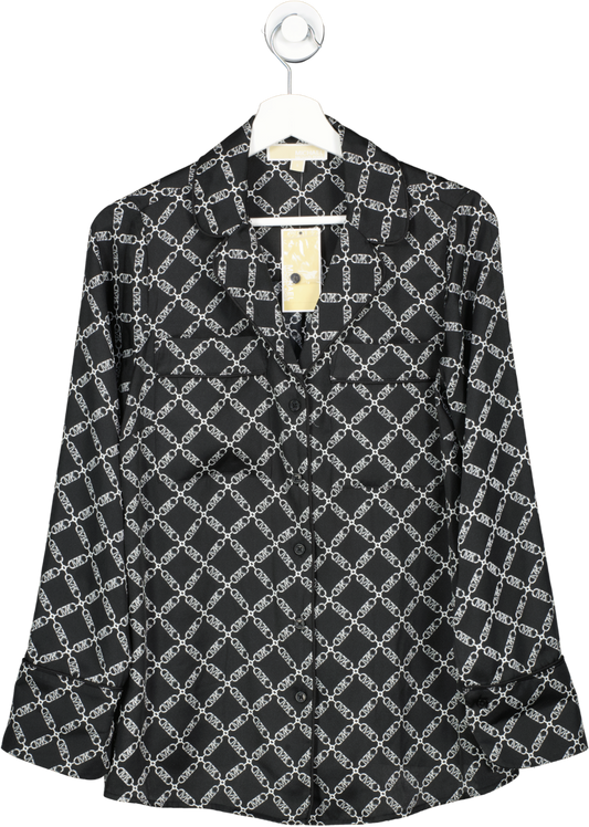 Michael Kors Black Graphic Print Long Sleeve Shirt UK S