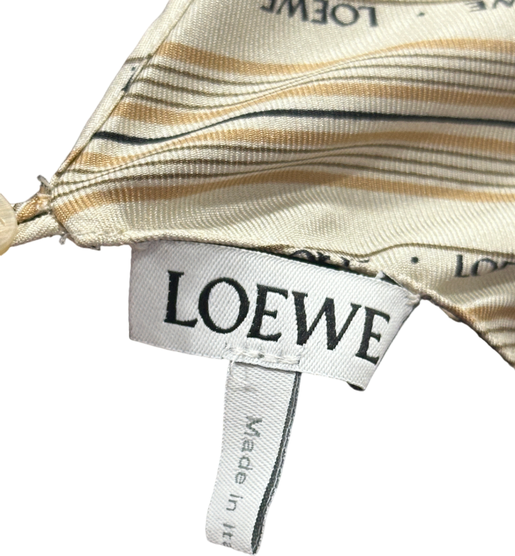 Loewe Beige Striped Silk Scarf Top UK M