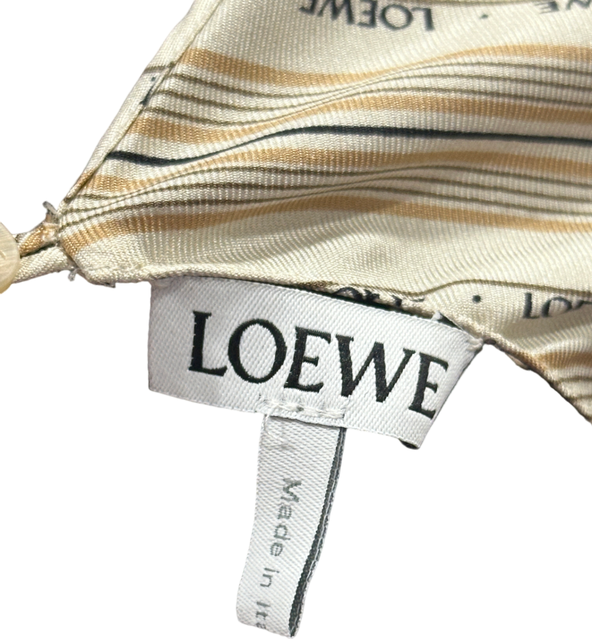 Loewe Beige Striped Silk Scarf Top UK M