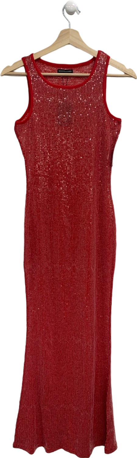 Noughts & Kisses Red Sequin Dress UK S