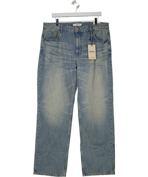 MANGO Blue Slouchy Straight Low-waist Jeans UK 16