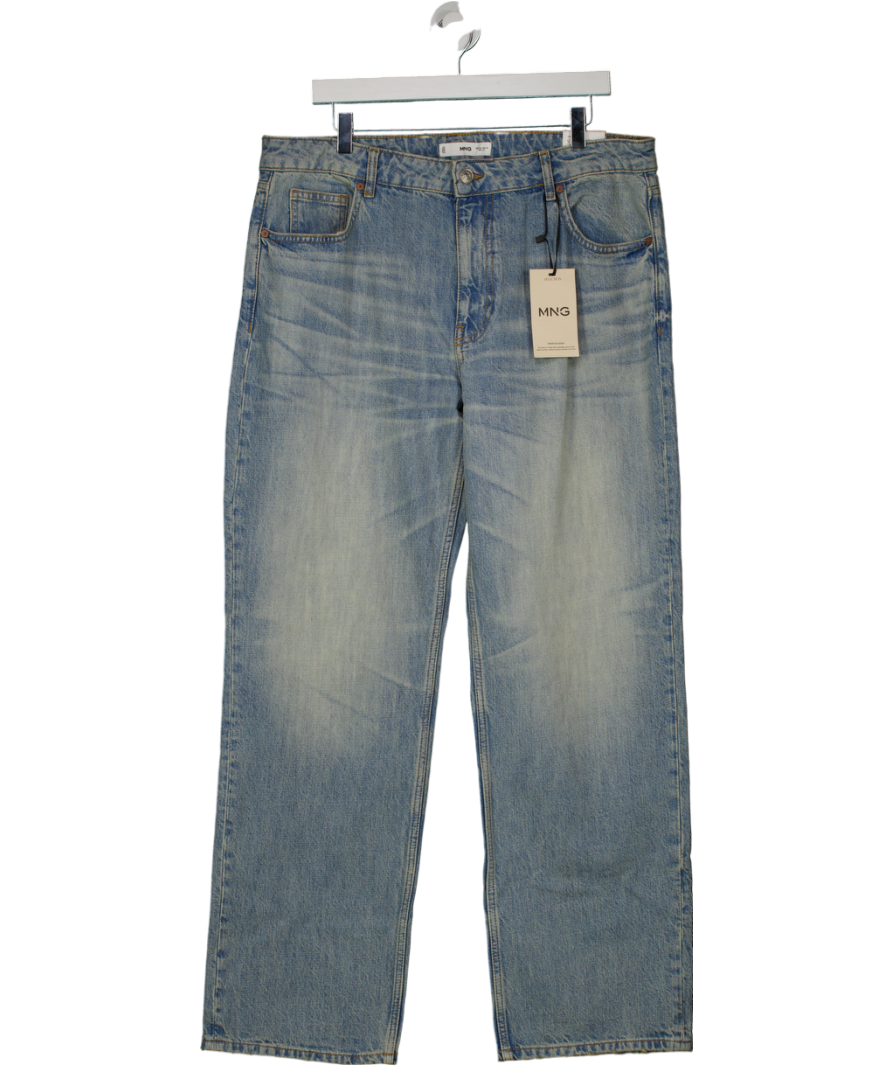 MANGO Blue Slouchy Straight Low-waist Jeans UK 16