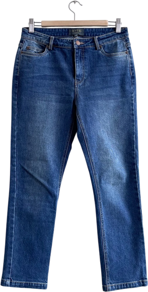 WYSE LONDON Blue Cropped Hgh Rise Slim Leg Jeans Sz1 UK 8