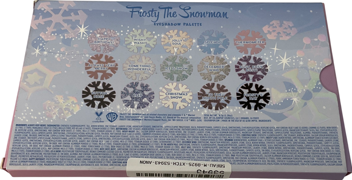 colourpop Frosty The Snowman X Opposing Colourpop 16.5