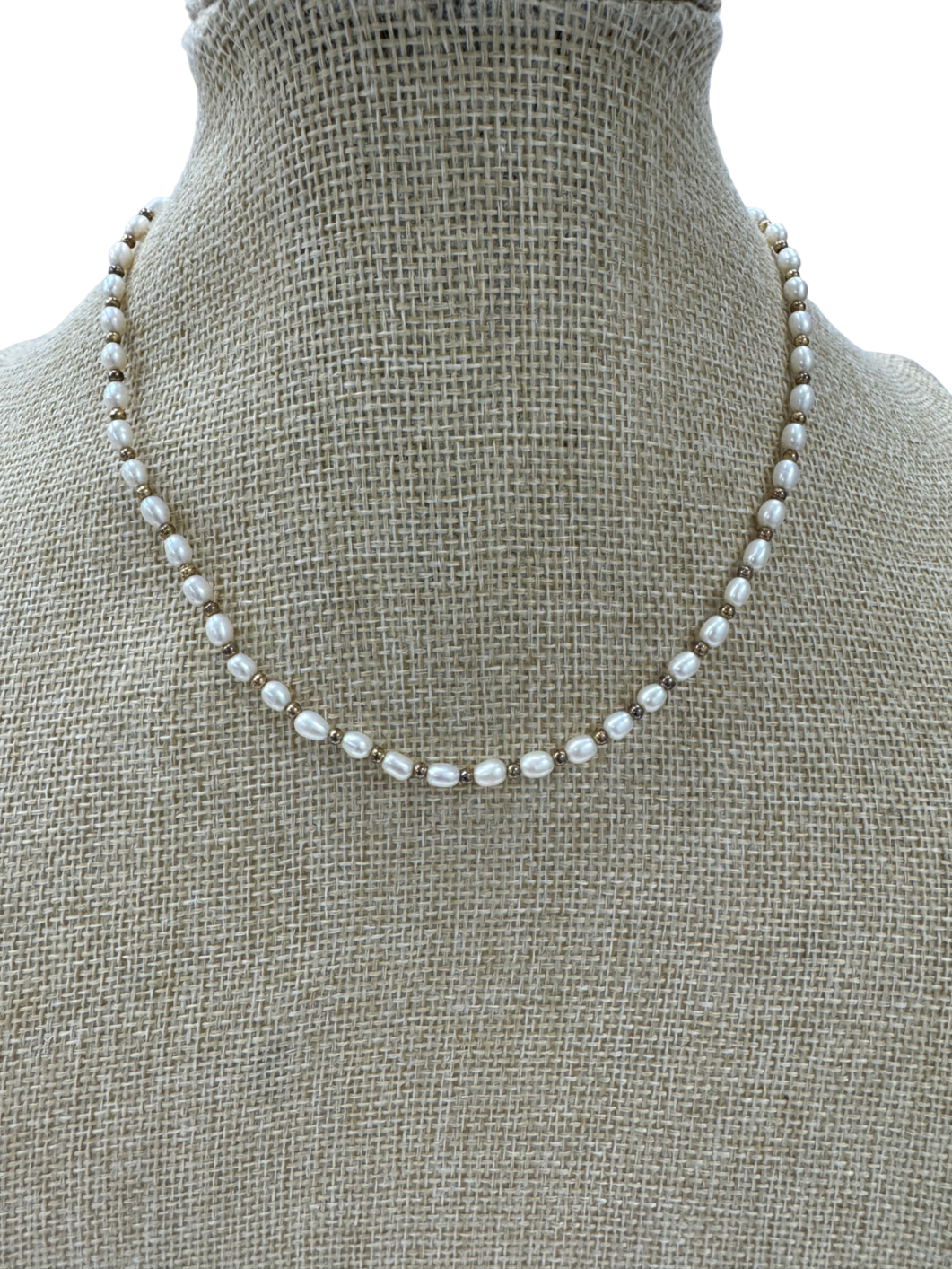 Missoma Mini Pearl & gold Bead Chain Necklace One Size