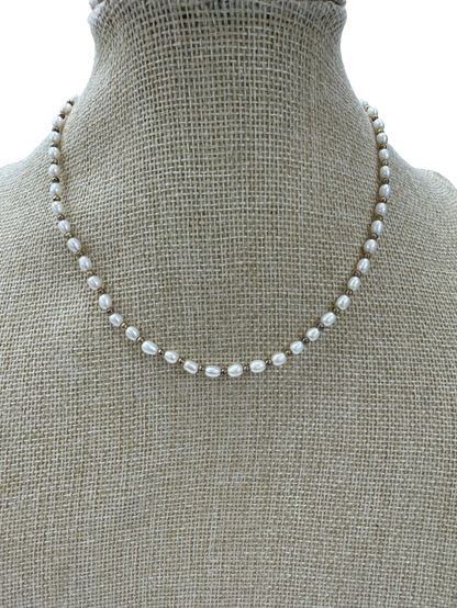 Missoma Mini Pearl & gold Bead Chain Necklace One Size