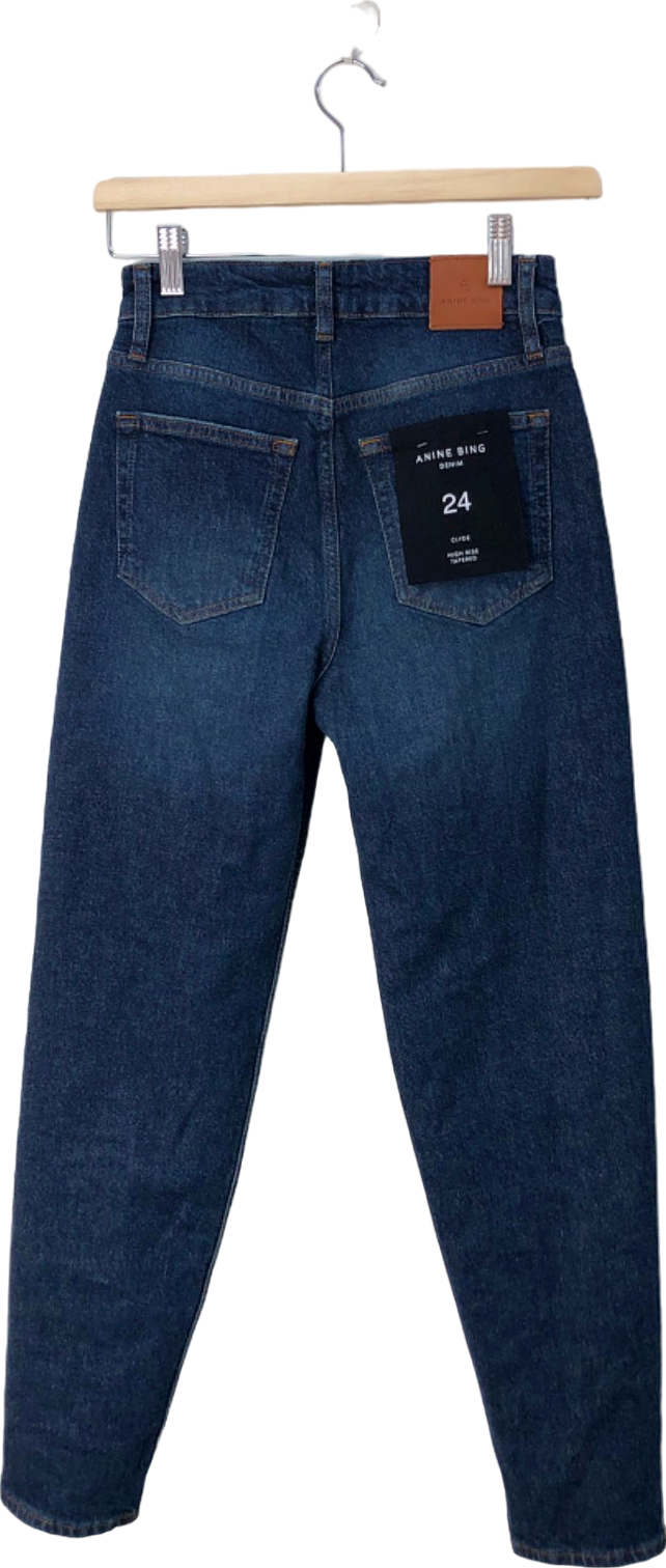 Anine Bing Dark Blue High-Waisted Jeans  Size UK 6