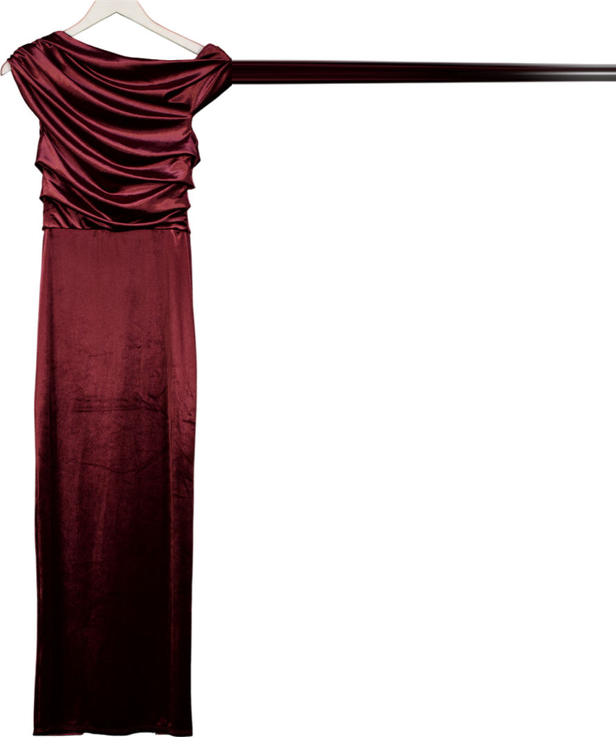 River Island Red Burgundy Velvet Drape Midi Dress UK XS