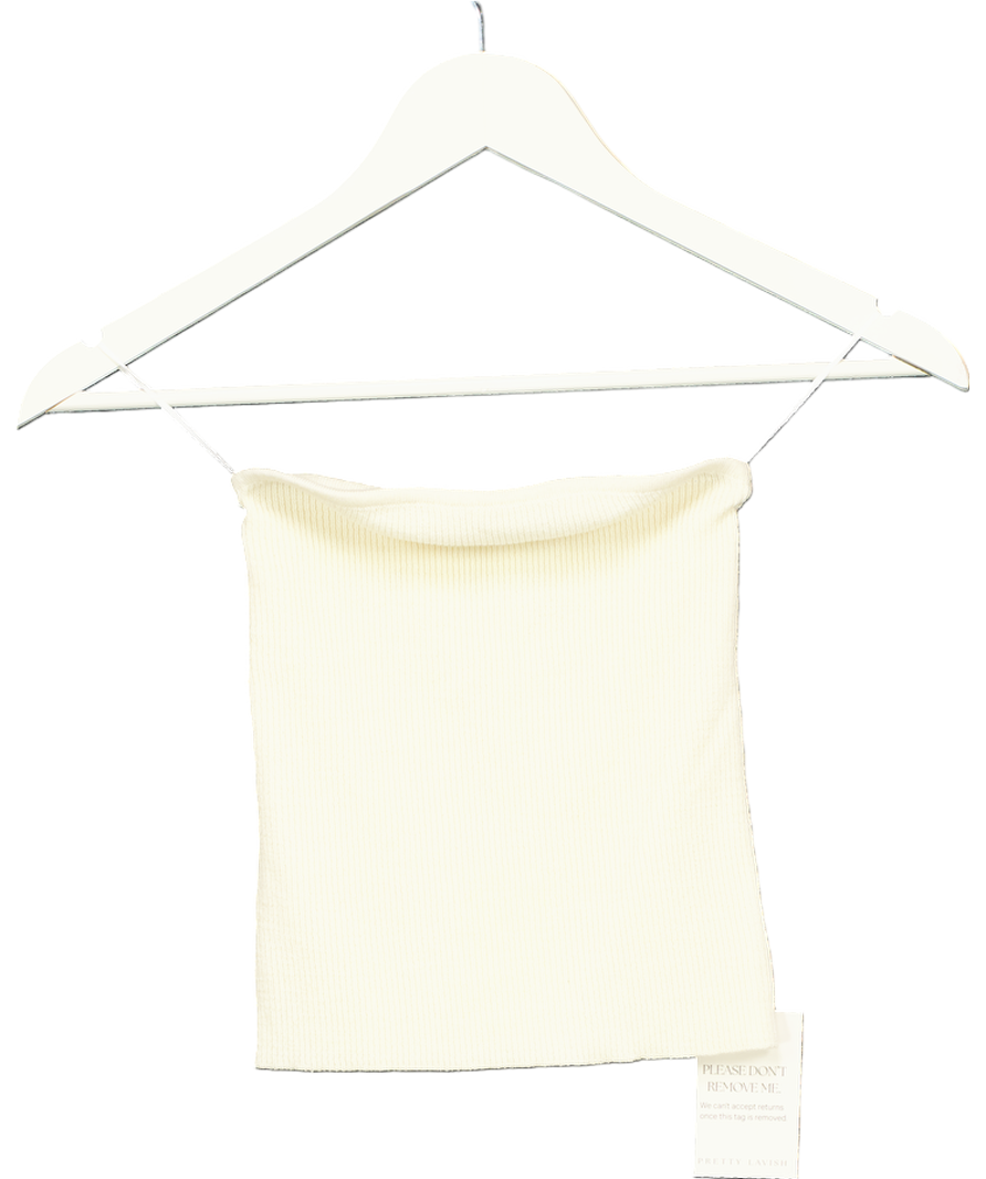 PRETTY LAVISH Cream Tube Top UK XS