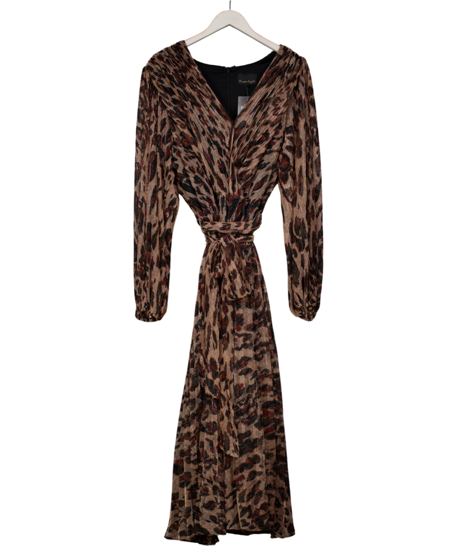 Phase Eight Brown Jovie Leopard Print Plisse Maxi Dress UK 24