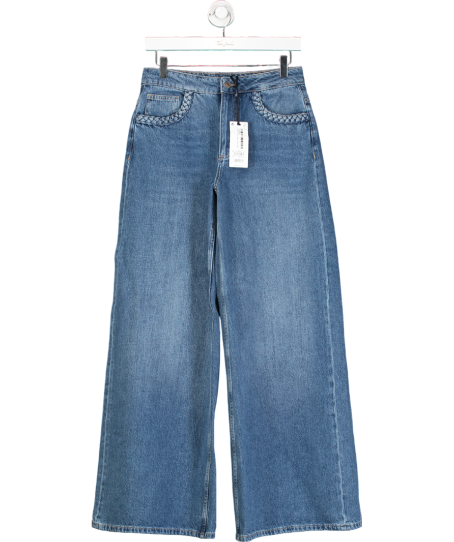 Next Blue Rinse Wash Palazzo Wide Leg 100% Cotton Jeans UK 8