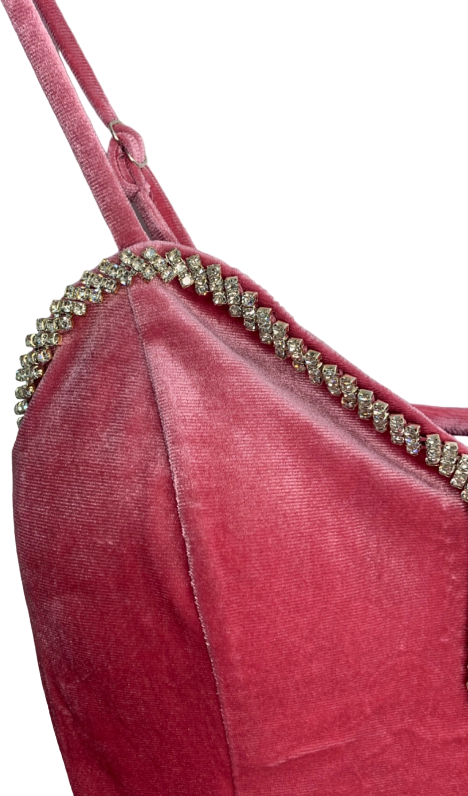 Fashion Nova Red Rhinestone Trim Velvet Dress XS