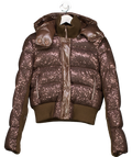 Pinko Chocolate Brown Sequin Puffer Coat UK 12